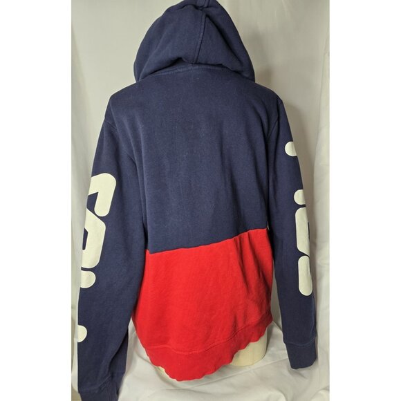 FILA Marzio Pullover Hoodie Mens M Navy & Red Drawstring Color Block - Picture 5 of 8